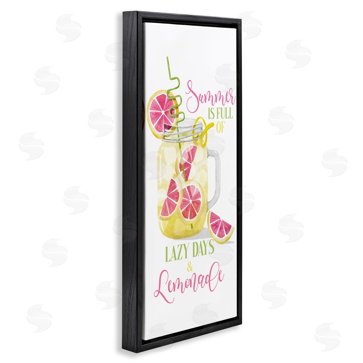 Fun Summer Lemonade Black Floating Frame Canvas Wall Art, Home Decor by Deane Beesley
