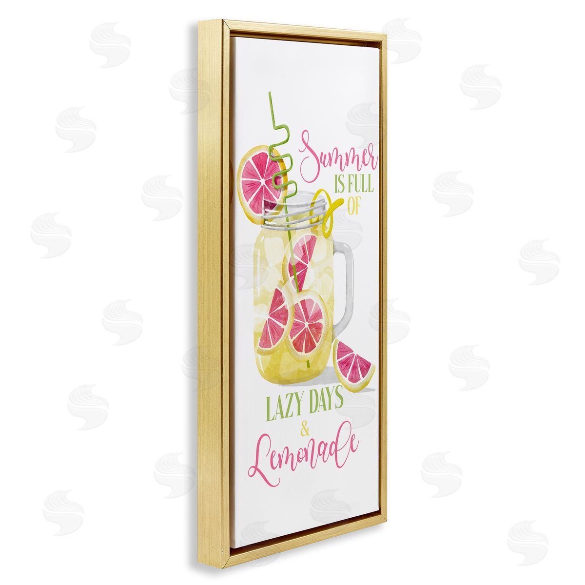 Fun Summer Lemonade Gold Floating Frame Canvas Wall Art, Home Decor by Deane Beesley