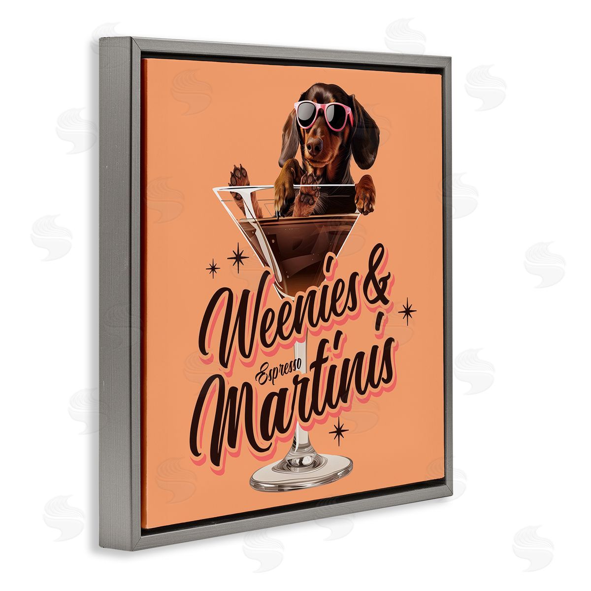 Weenie's & Espresso Martinis Grey Floating Frame Canvas Wall Art, Home Decor by Jim Baldwin