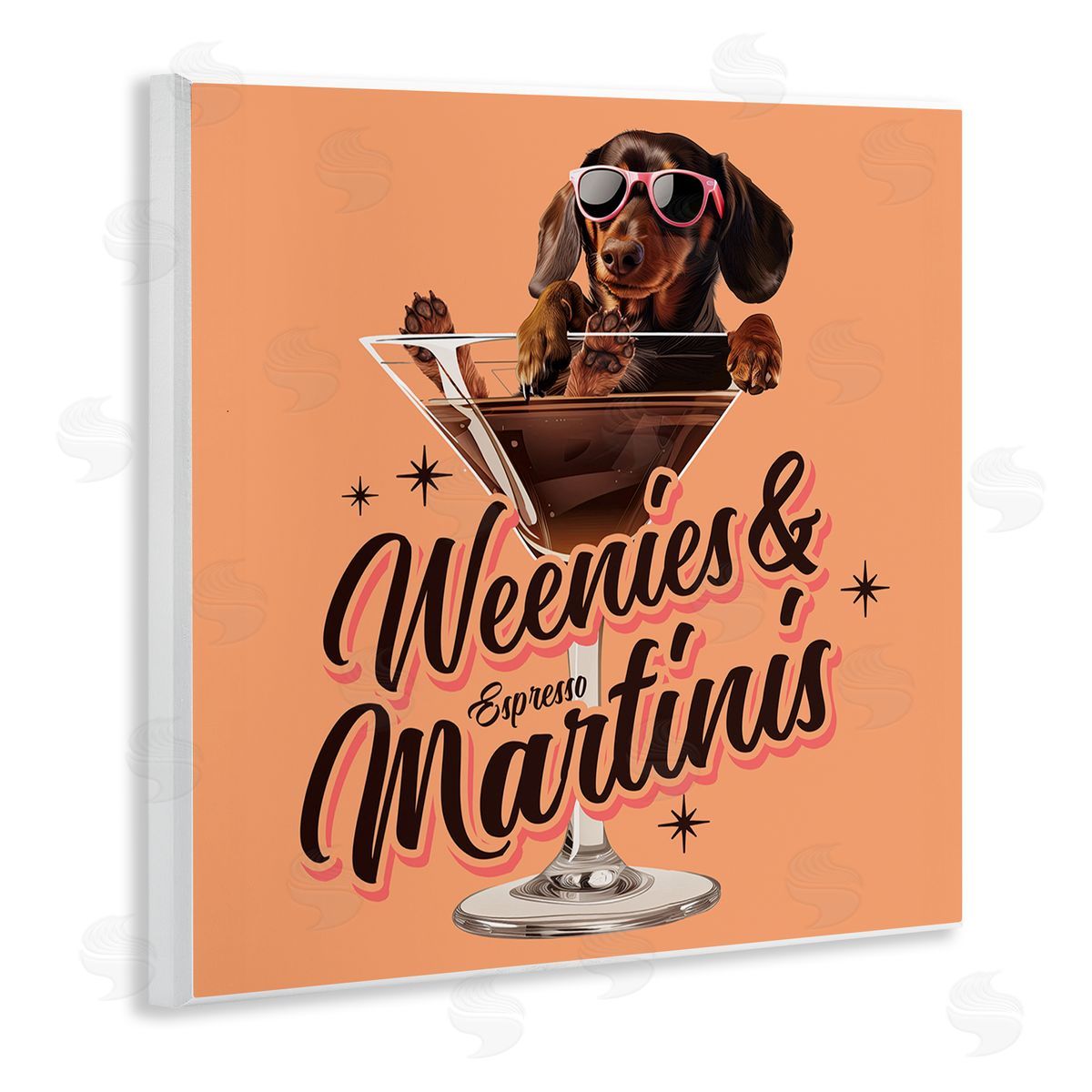 Weenie's & Espresso Martinis Wood Plaque Wall Art, Home Decor by Jim Baldwin