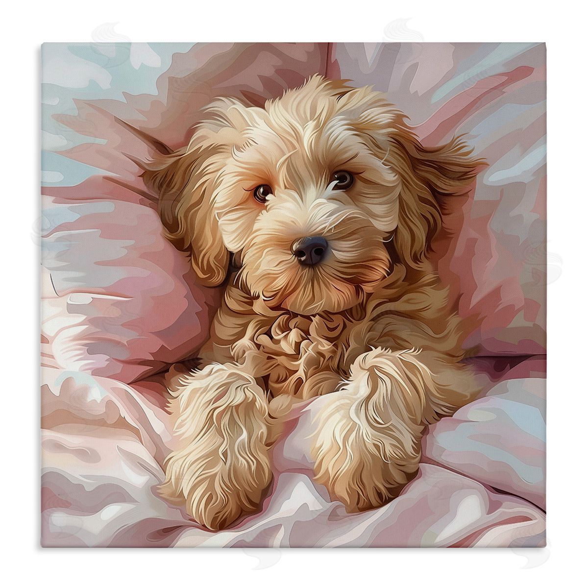 Cuddling Labradoodle Bed Canvas Wall Art, Home Decor by Jim Baldwin