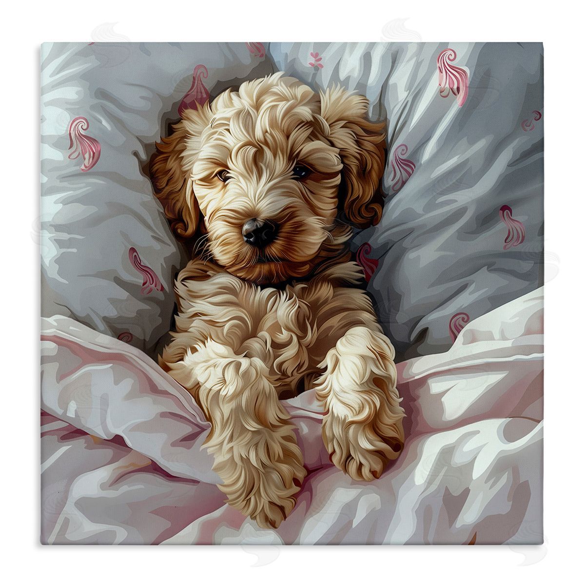Nap Time Cuddling Labradoodle Canvas Wall Art, Home Decor by Jim Baldwin