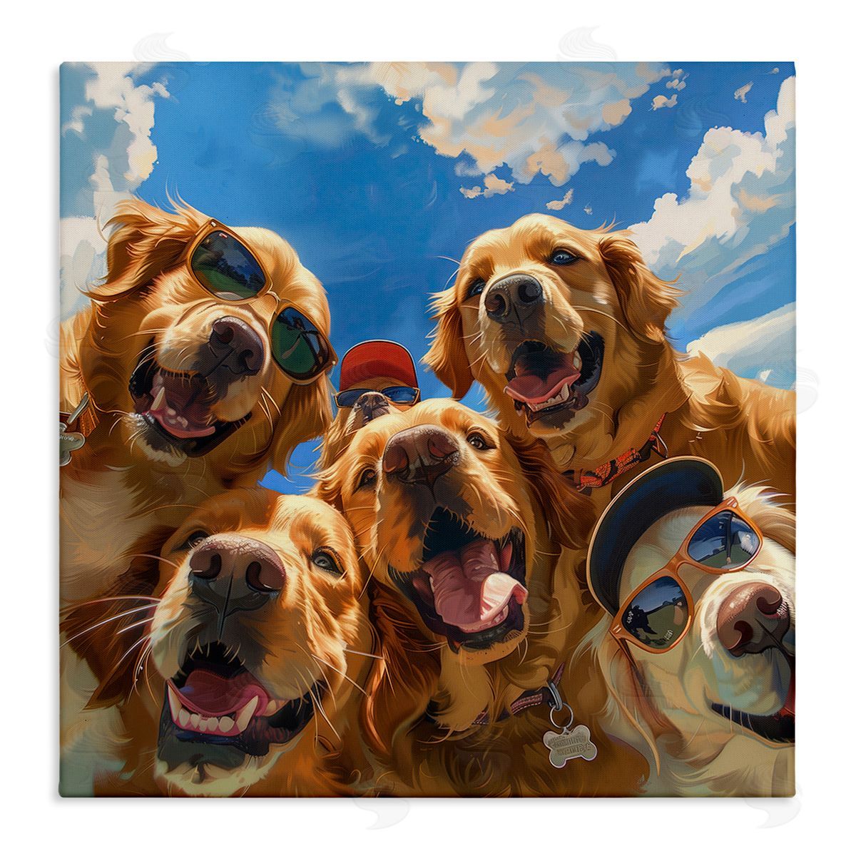 Golden Retriever Group Selfie Canvas Wall Art, Home Decor by Jim Baldwin