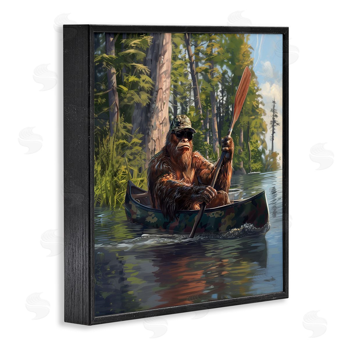Mythical Monster in Canoe Black Frame Print Wall Art, Home Decor by Jim Baldwin
