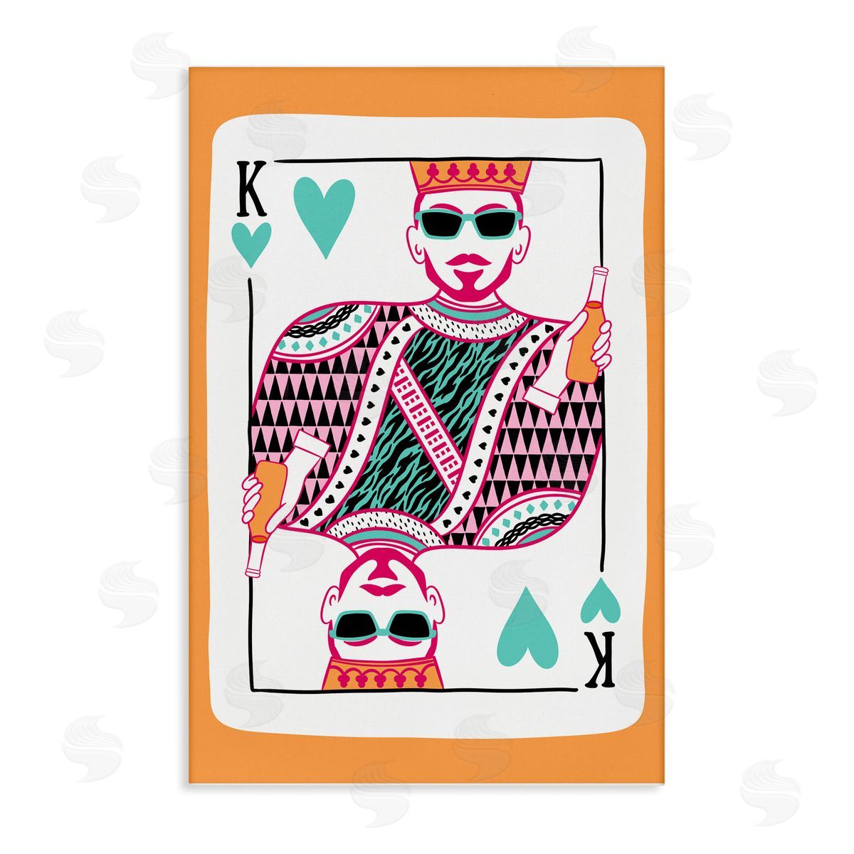 King of Hearts & Drink Canvas Wall Art, Home Decor by JJ Design House LLC