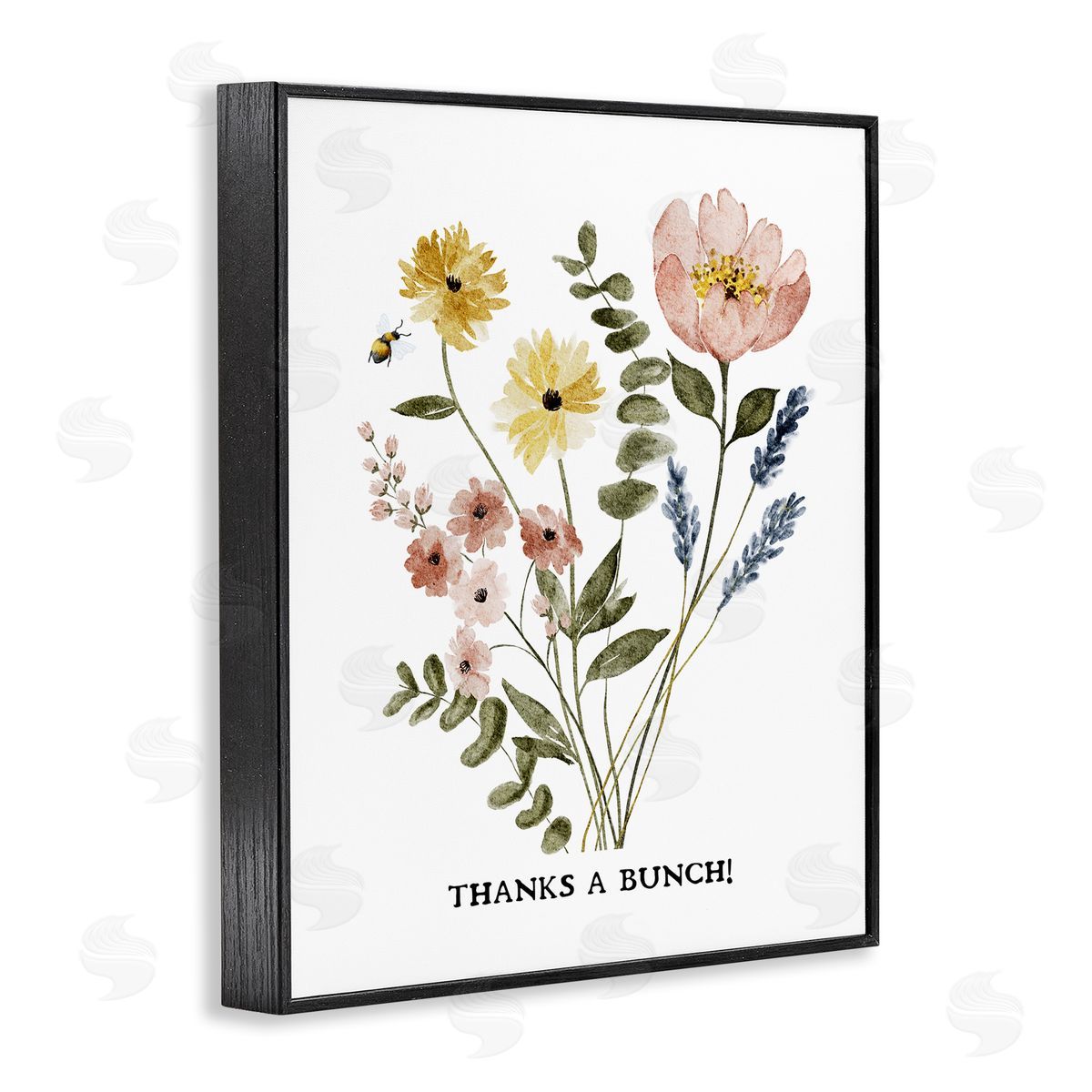Floral Thanks A Bunch Black Frame Print Wall Art, Home Decor by JJ Design House LLC