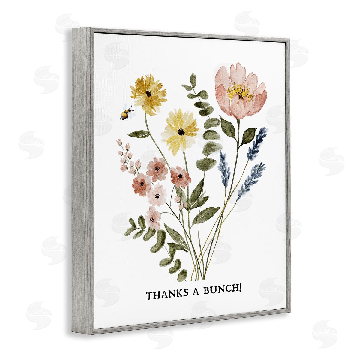 Floral Thanks A Bunch Grey Frame Print Wall Art, Home Decor by JJ Design House LLC