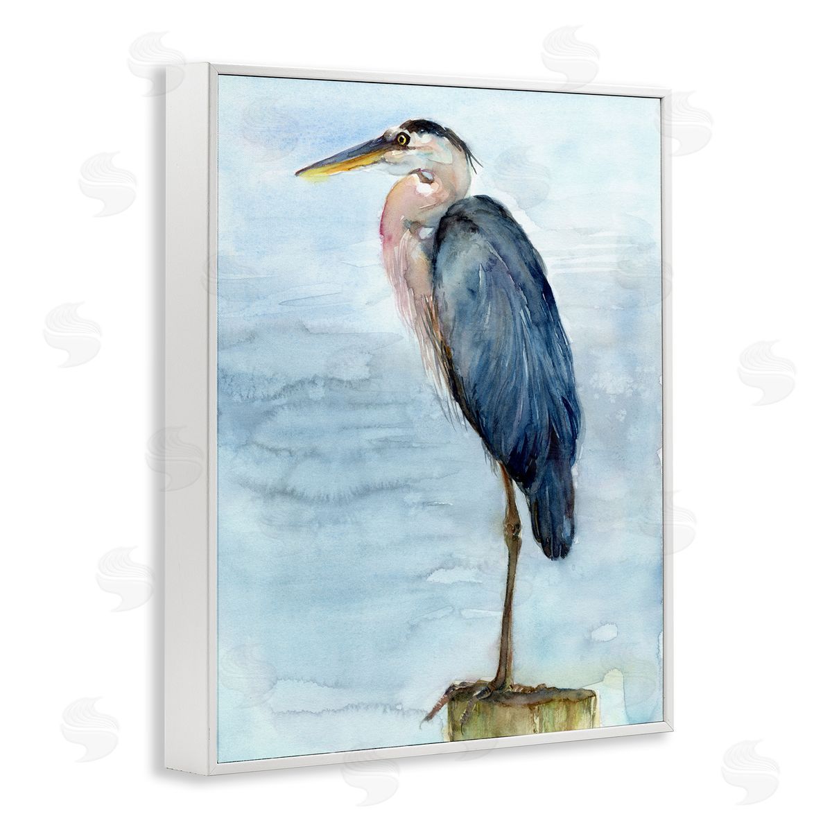 Blue Heron's Perch White Frame Print Wall Art, Home Decor by John Keeling