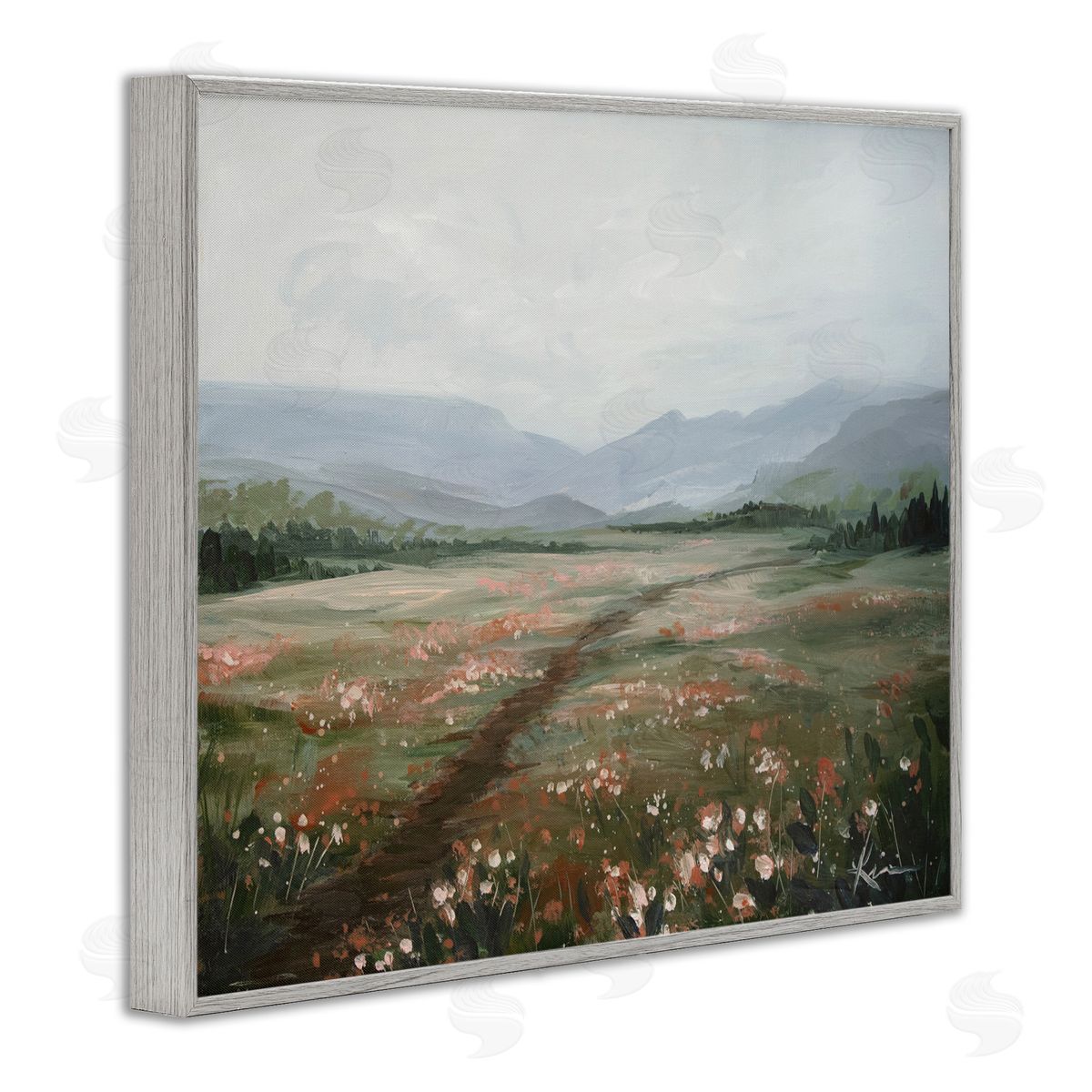 Path Through Rolling Meadow Grey Frame Print Wall Art, Home Decor by Lindsay Kivi Fine Art