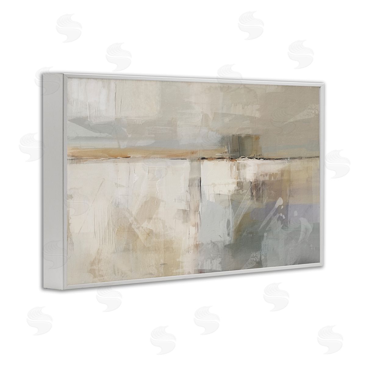 Shimmering Meadow Abstract White Frame Print Wall Art, Home Decor by Nina Blue