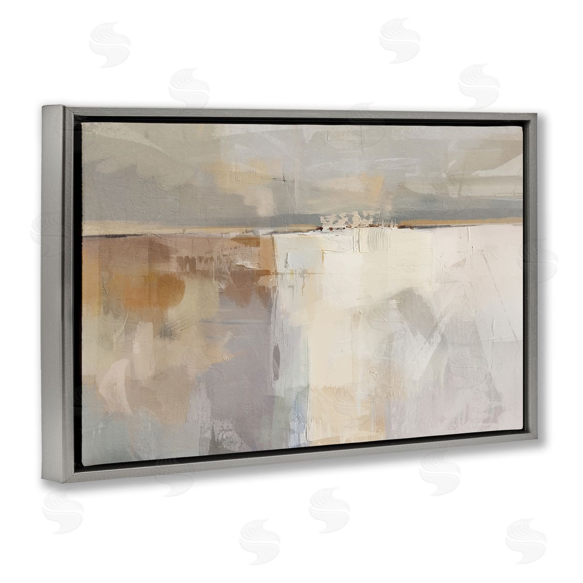 Shimmering Meadow Illusion Grey Floating Frame Canvas Wall Art, Home Decor by Nina Blue