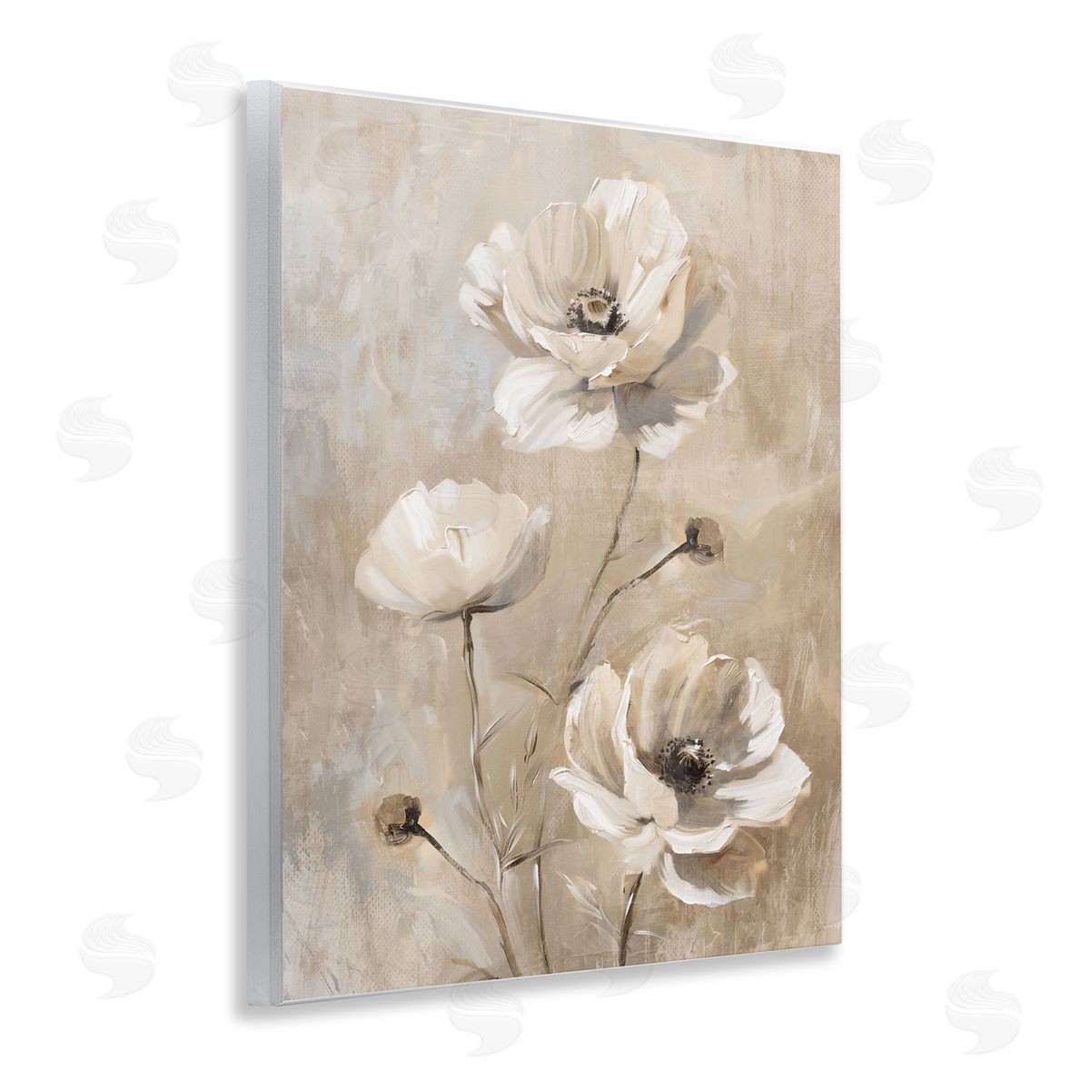 Neutral Country Flora Wood Plaque Wall Art, Home Decor by Nina Blue