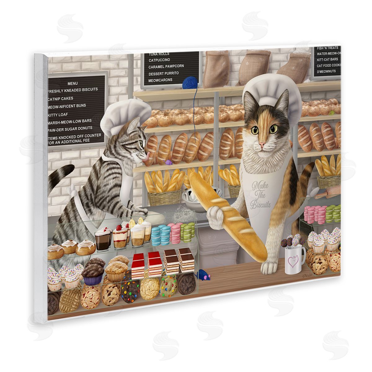 Meow Bakery Funny Cats Wood Plaque Wall Art, Home Decor by Mehu Art