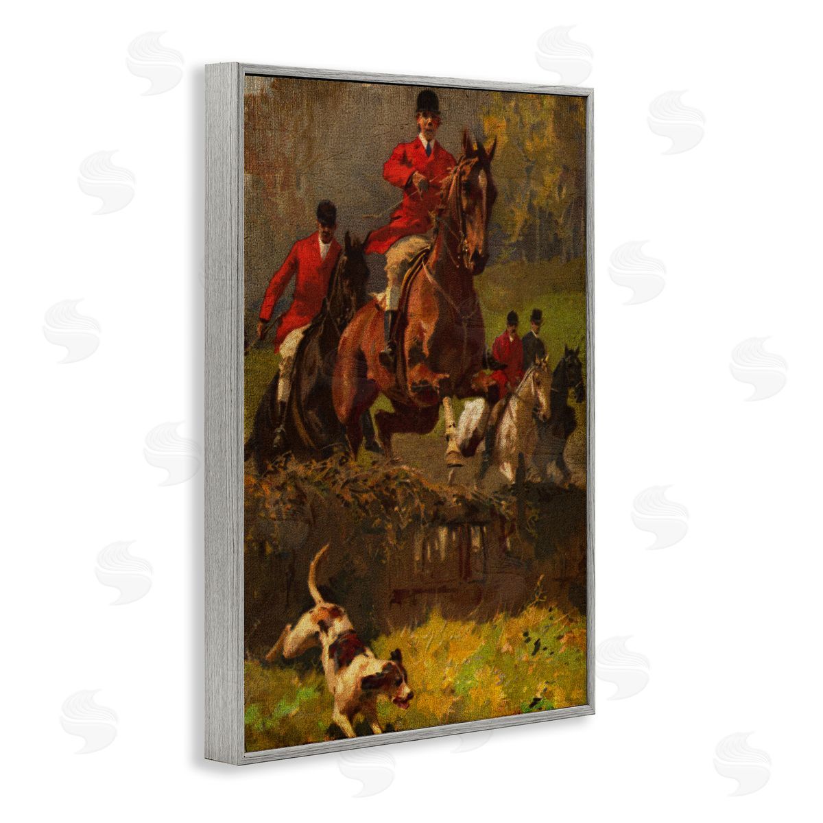 Classic Hunting Dog Scene Grey Frame Print Wall Art, Home Decor by Tina Higgins Designs, Inc.