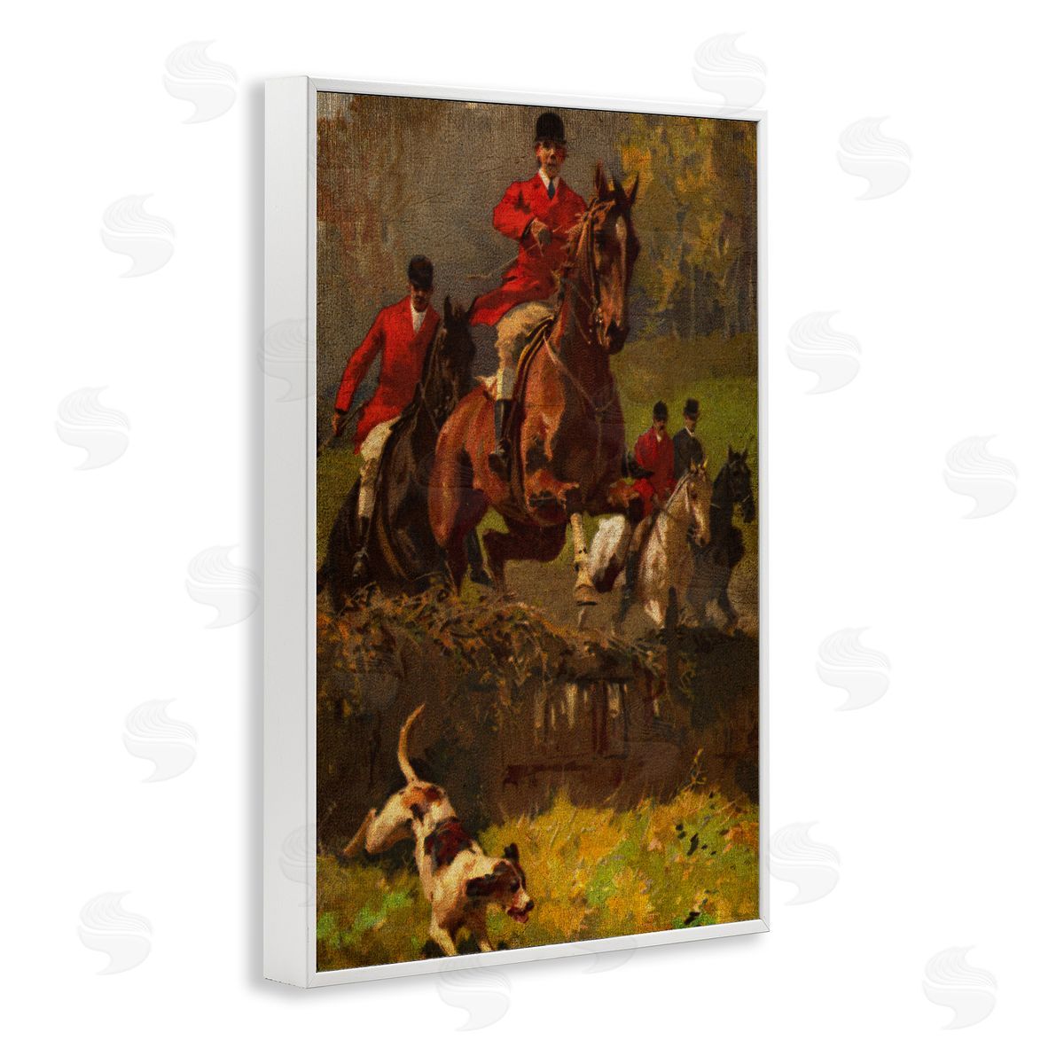 Classic Hunting Dog Scene White Frame Print Wall Art, Home Decor by Tina Higgins Designs, Inc.