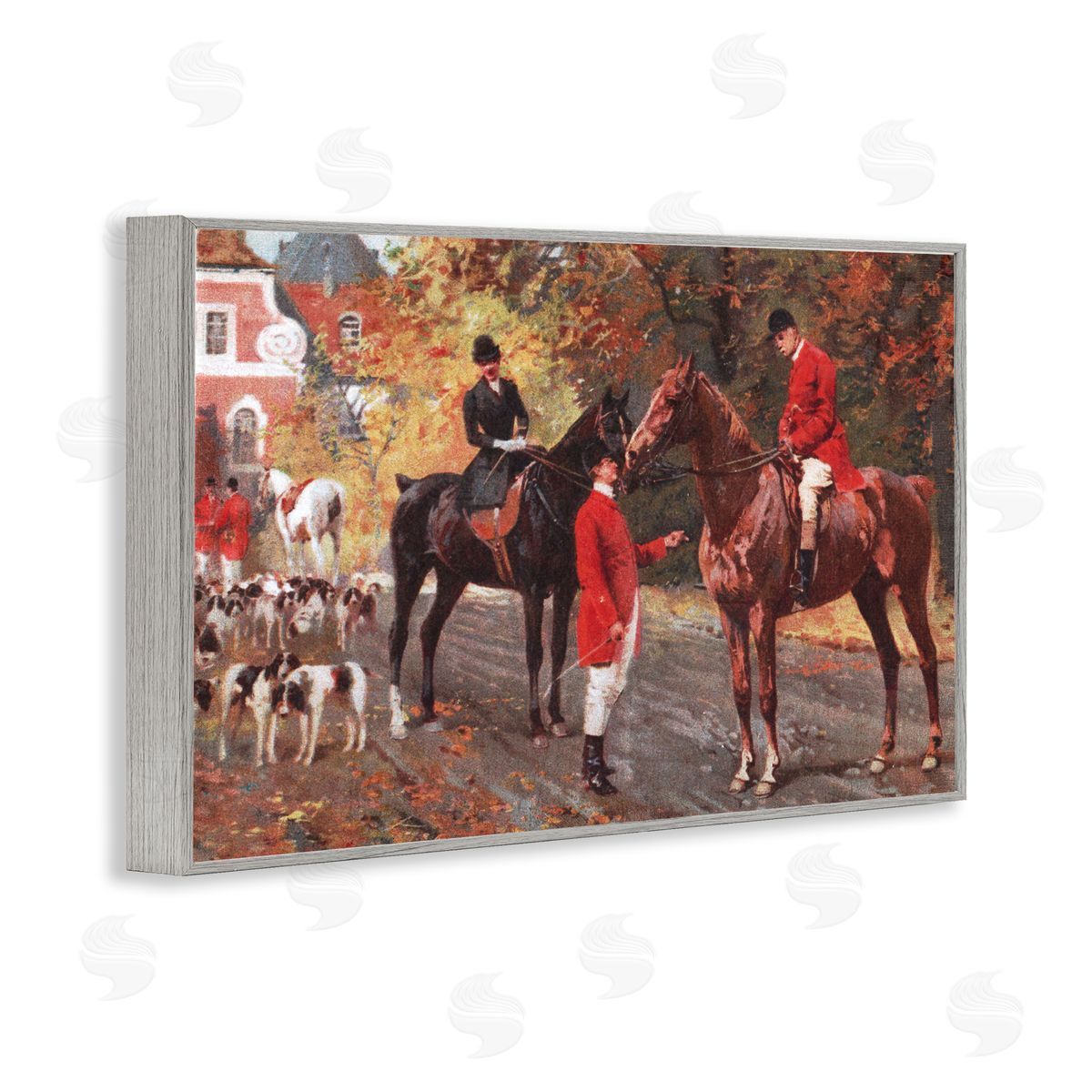 Vintage Horses & Jockeys Grey Frame Print Wall Art, Home Decor by Tina Higgins Designs, Inc.