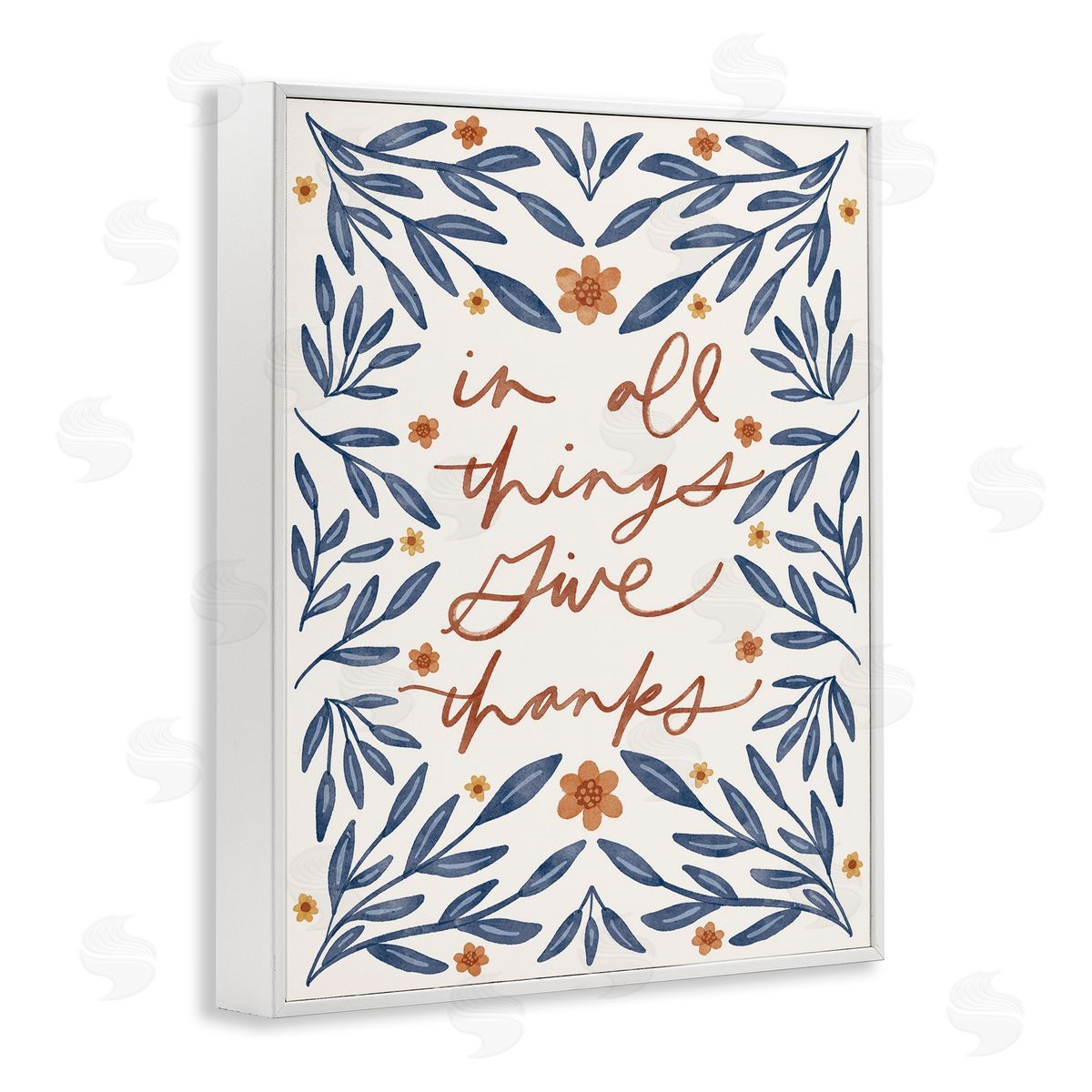 Give Thanks Botanical White Frame Print Wall Art, Home Decor by Amanda Houston