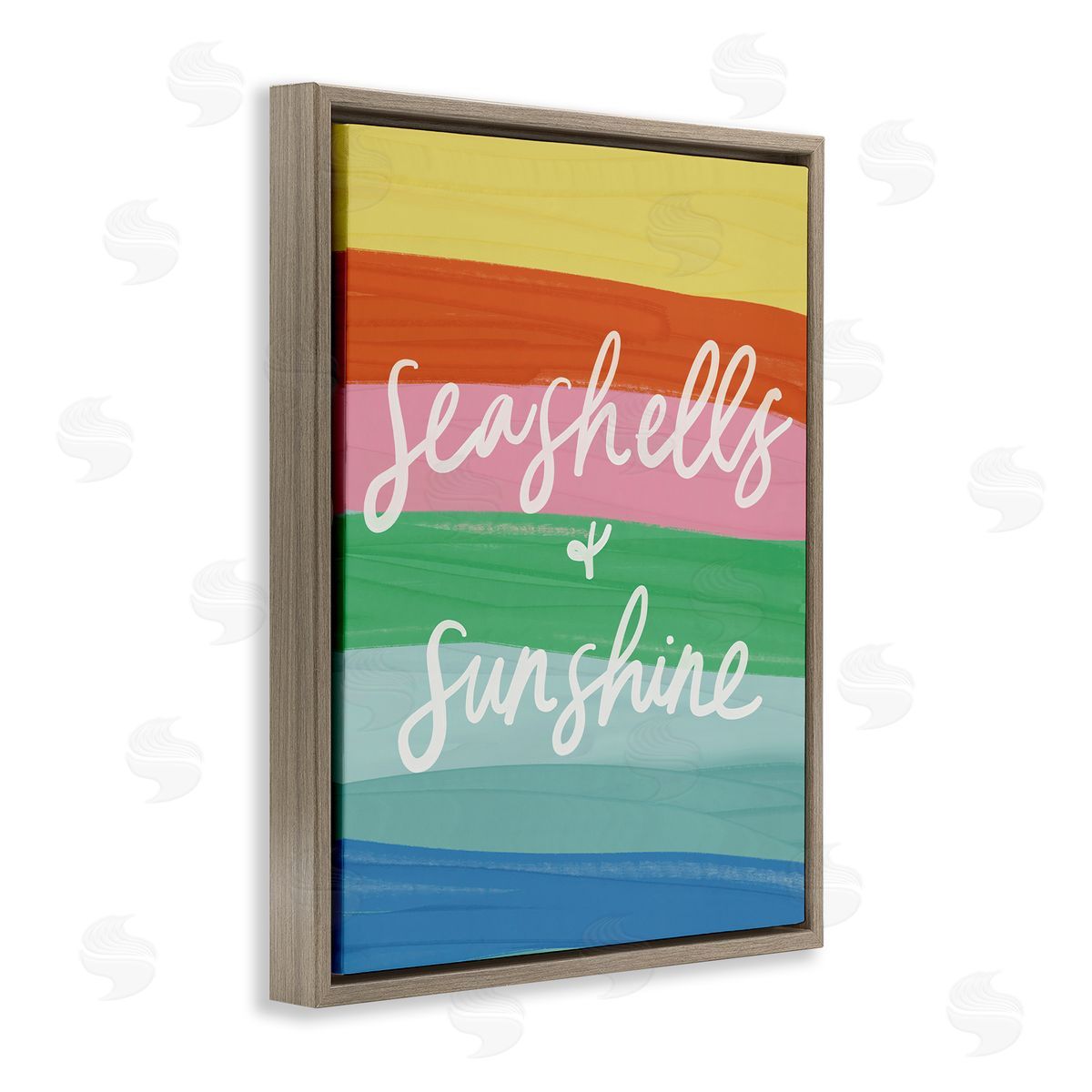 Seashells & Sunshine on Rainbow Brown Floating Frame Canvas Wall Art, Home Decor by Amanda Houston