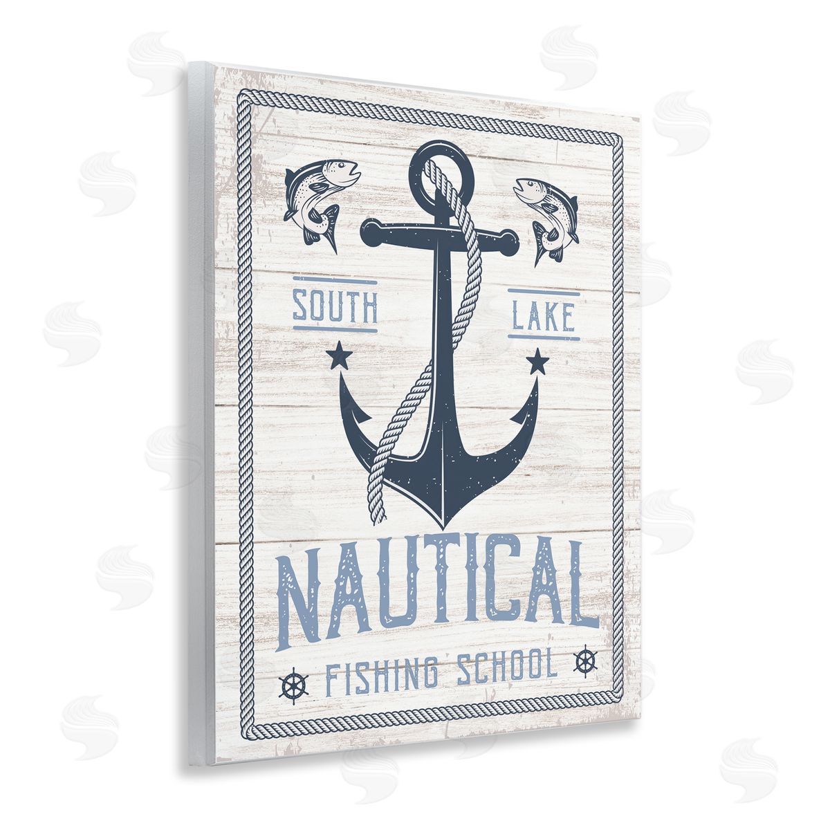 Nautical Fishing School Wood Plaque Wall Art, Home Decor by Angela Nickeas