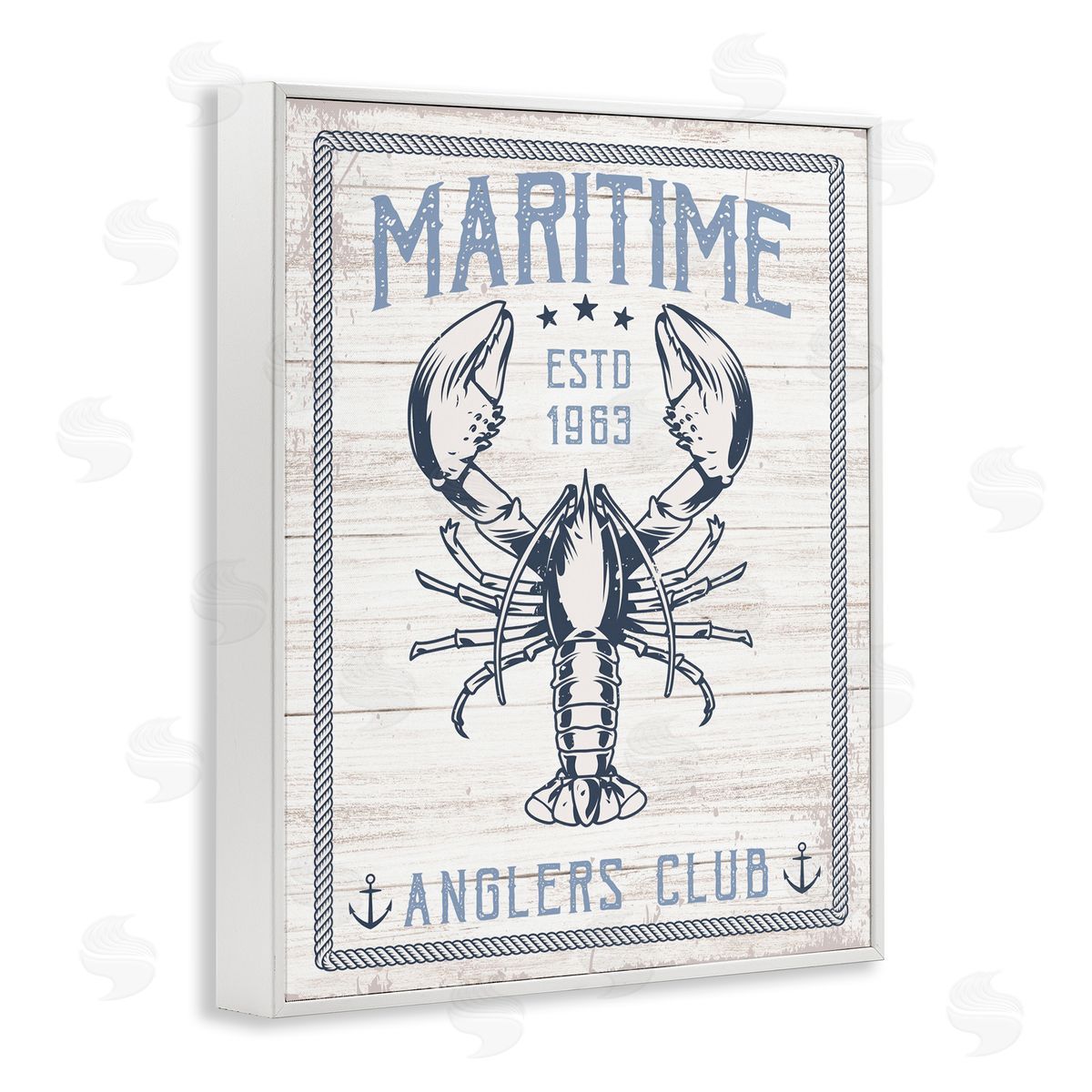 Maritime Anglers Club White Frame Print Wall Art, Home Decor by Angela Nickeas