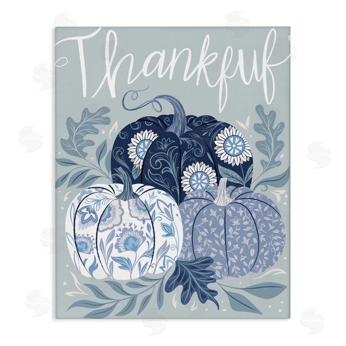 Thankful Ornate Floral Pumpkins Canvas Wall Art, Home Decor by Arrolynn Weiderhold
