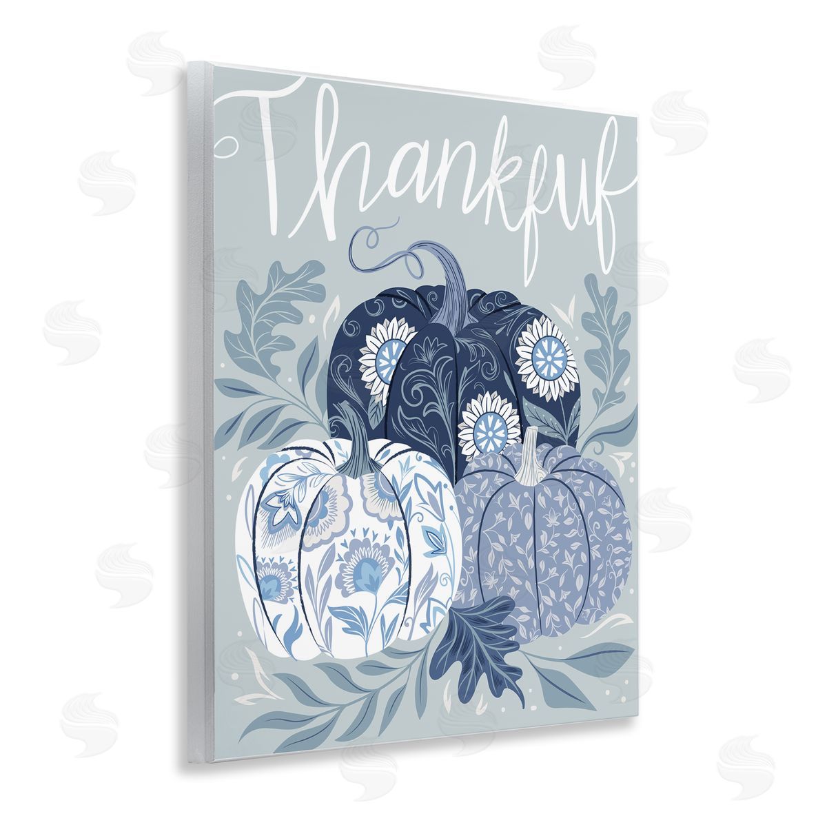 Thankful Ornate Floral Pumpkins Wood Plaque Wall Art, Home Decor by Arrolynn Weiderhold
