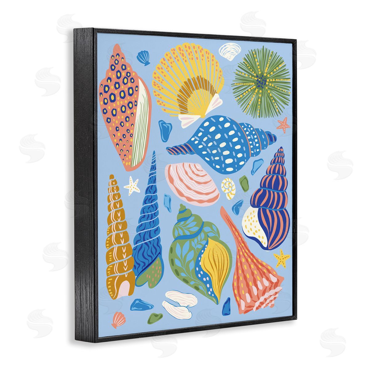 Summer Fun Seashells Black Frame Print Wall Art, Home Decor by Arrolynn Weiderhold