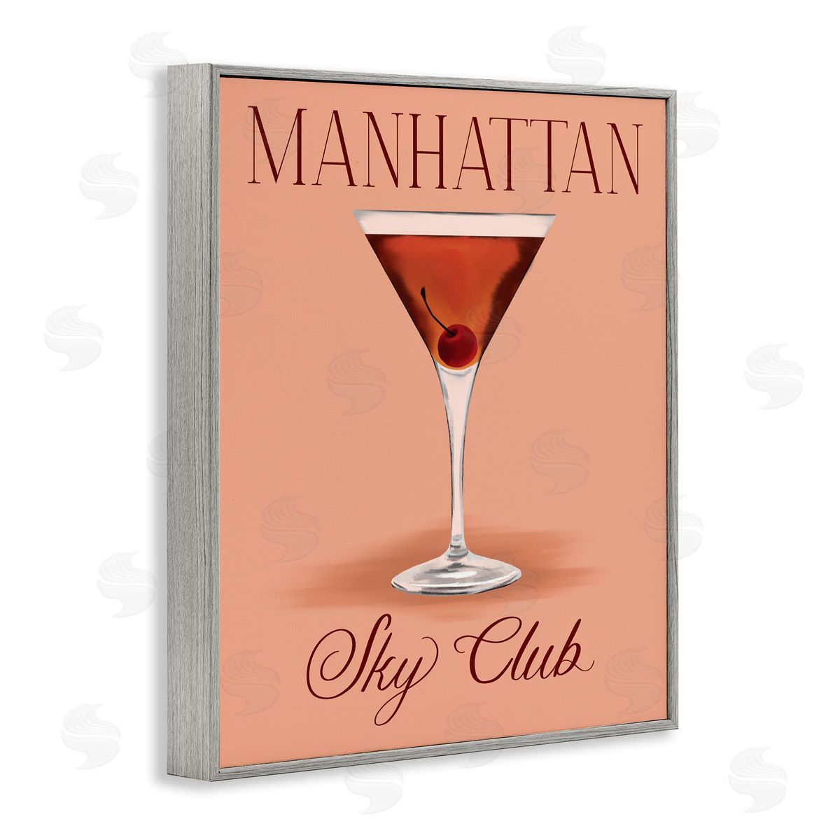 Manhattan Sky Club Drink Grey Frame Print Wall Art, Home Decor by Hey Bre! Creative Studio