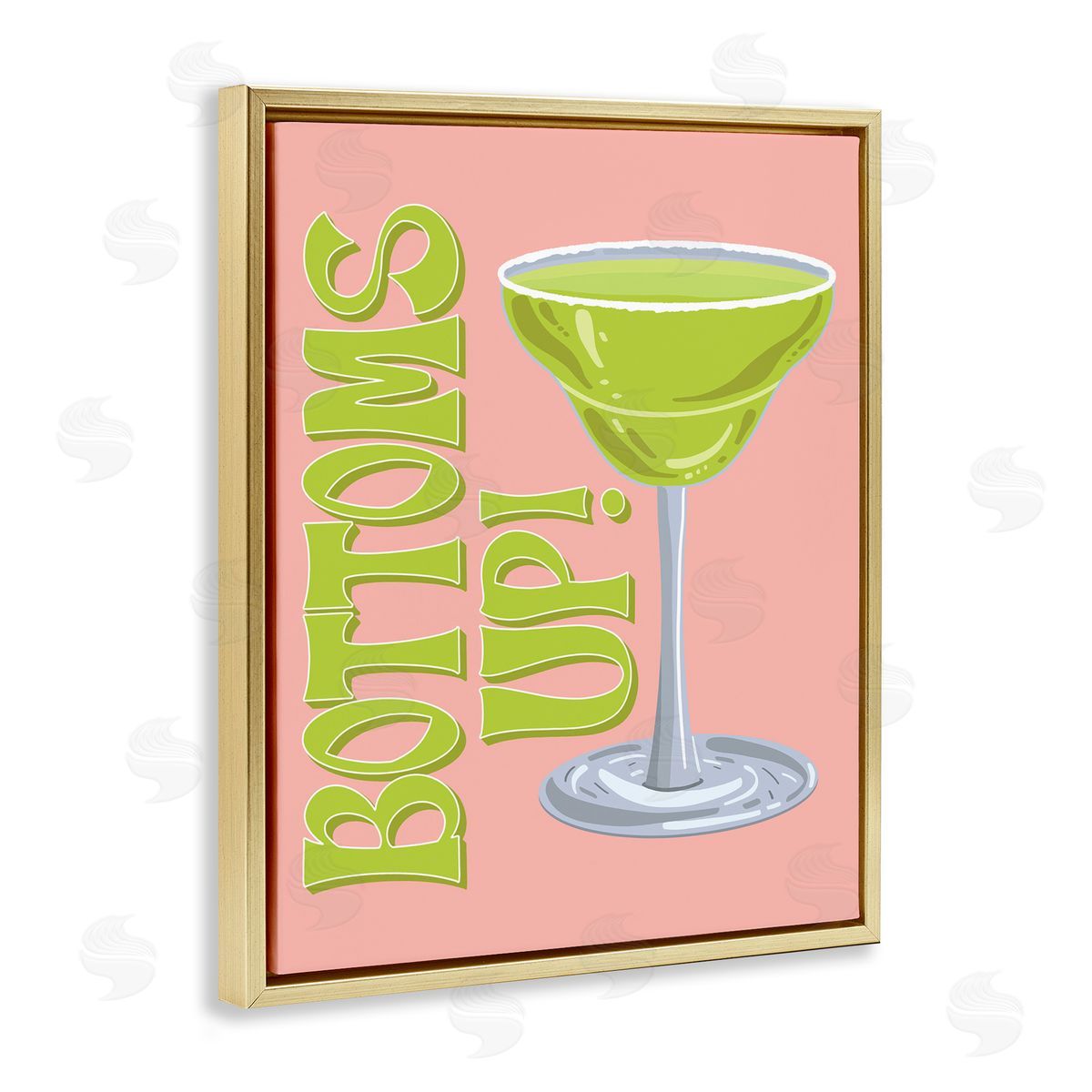 Bottoms Up Cocktail Gold Floating Frame Canvas Wall Art, Home Decor by Hey Bre! Creative Studio