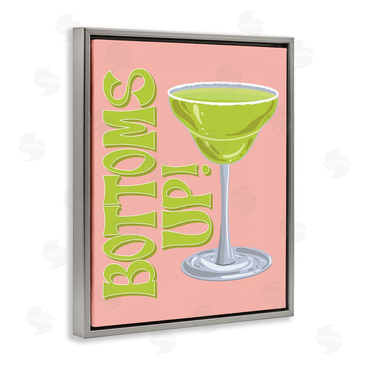 Bottoms Up Cocktail Grey Floating Frame Canvas Wall Art, Home Decor by Hey Bre! Creative Studio