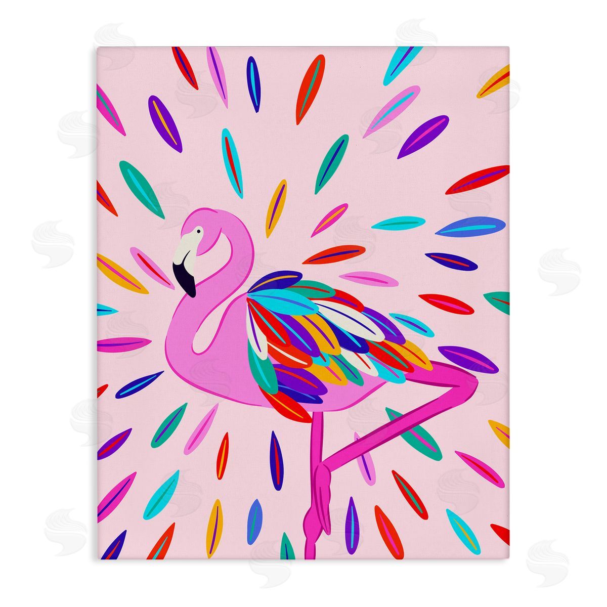 Flamingo Feather Flair Canvas Wall Art, Home Decor by Catalina Aguirre