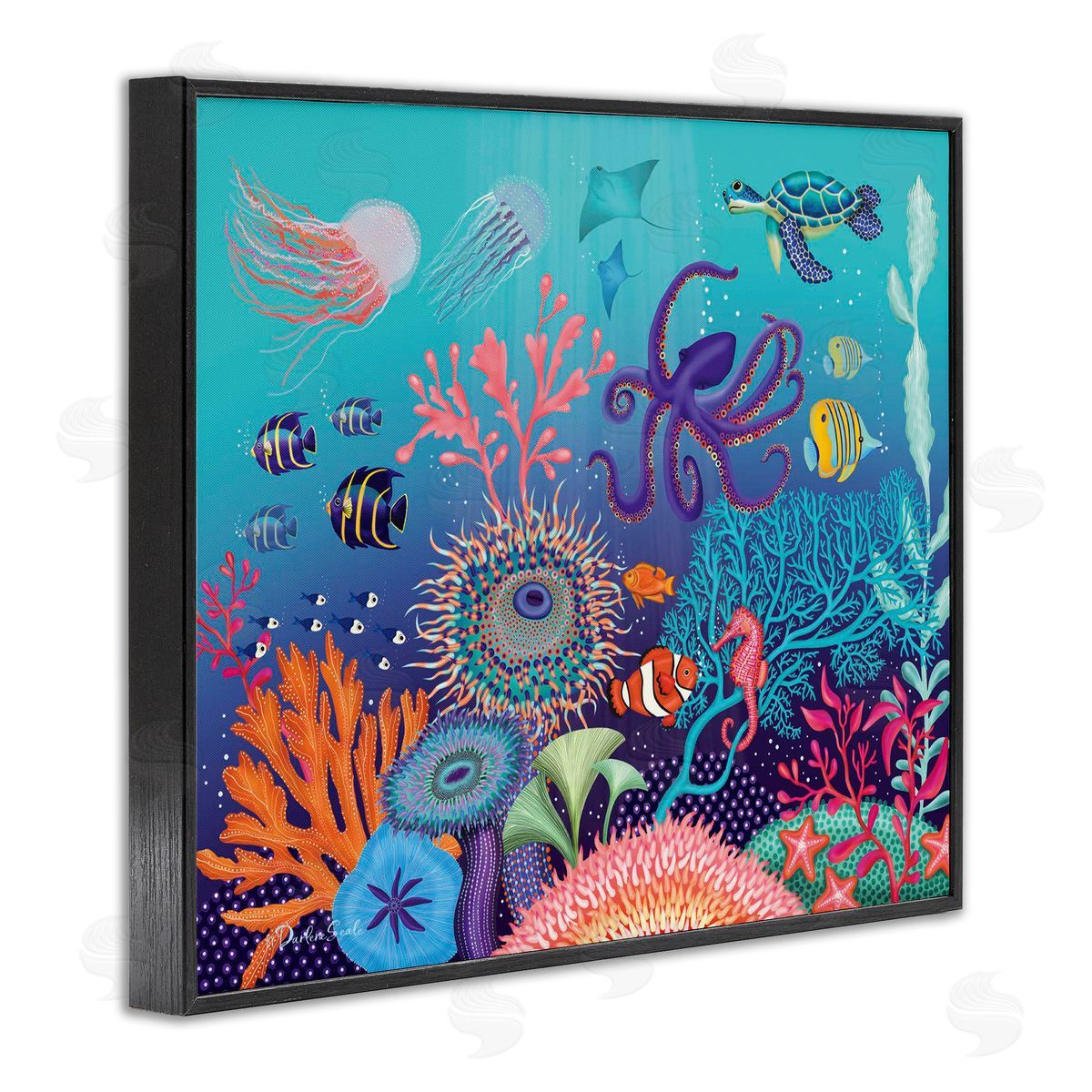 Darlene Seale Magical Underwater Reef Black Framed Giclee Wall Art Print