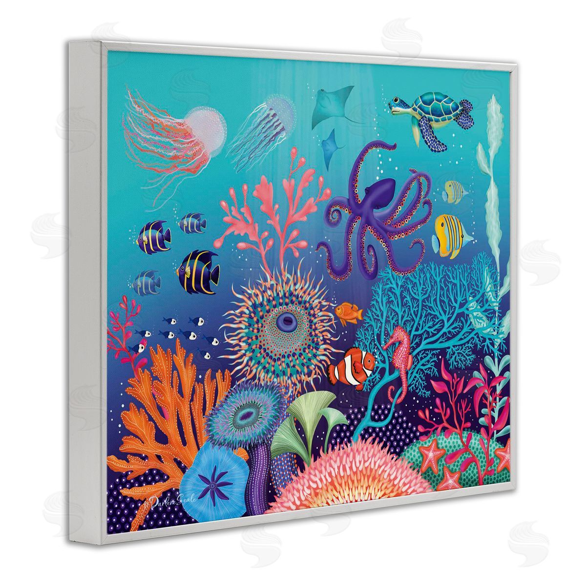 Darlene Seale Magical Underwater Reef White Framed Giclee Wall Art Print