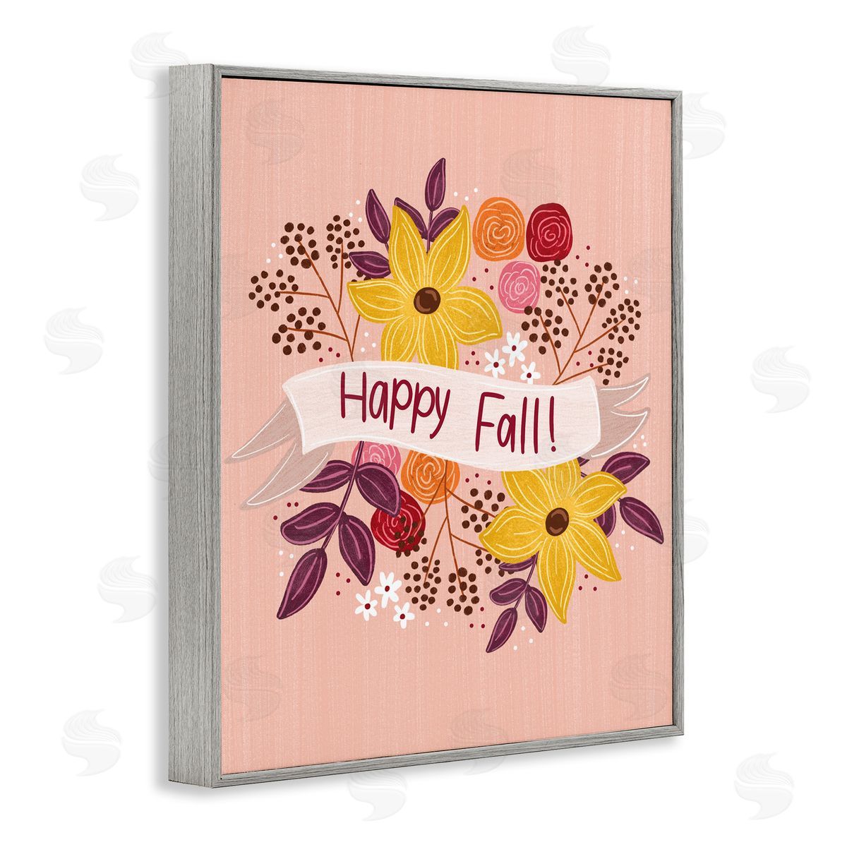Celebrate Floral Fall Grey Frame Print Wall Art, Home Decor by Emily Cromwell