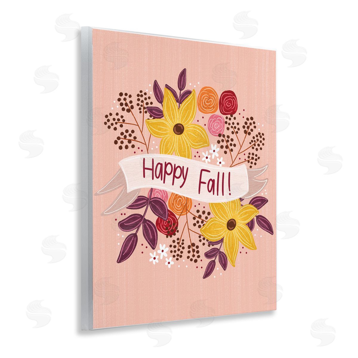 Celebrate Floral Fall Wood Plaque Wall Art, Home Decor by Emily Cromwell