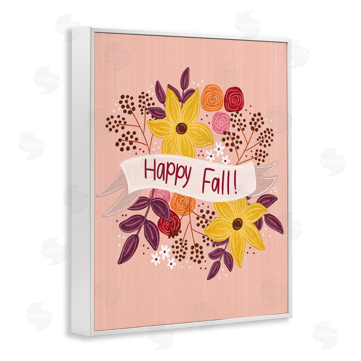 Celebrate Floral Fall White Frame Print Wall Art, Home Decor by Emily Cromwell
