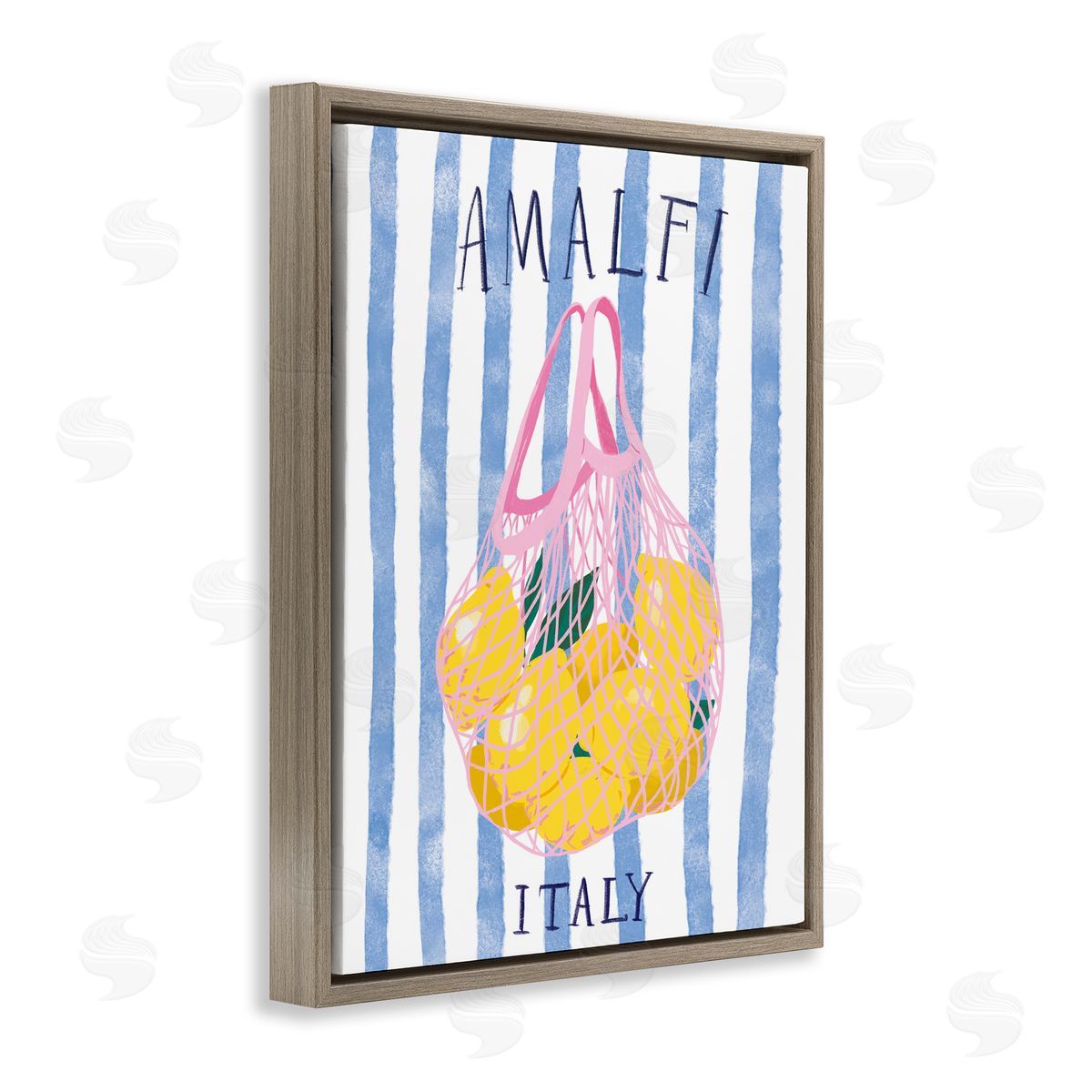 Amalfi Italy Lemons Brown Floating Frame Canvas Wall Art, Home Decor by Be Ni La