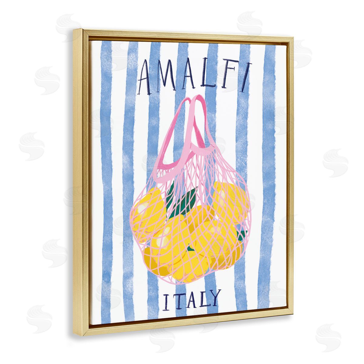 Amalfi Italy Lemons Gold Floating Frame Canvas Wall Art, Home Decor by Be Ni La
