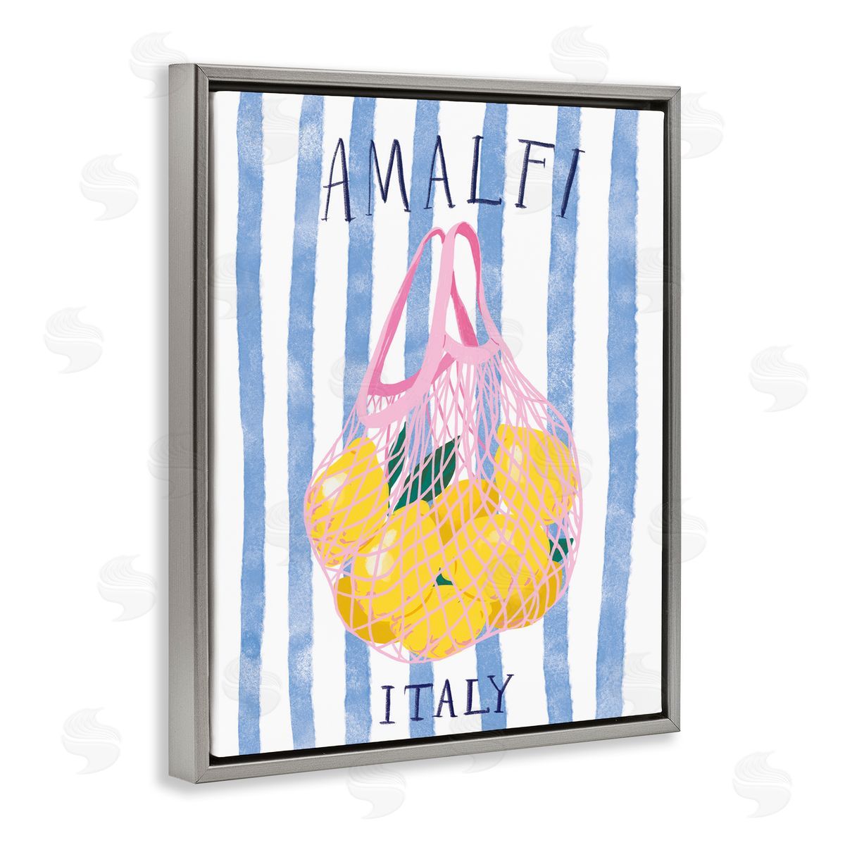 Amalfi Italy Lemons Grey Floating Frame Canvas Wall Art, Home Decor by Be Ni La