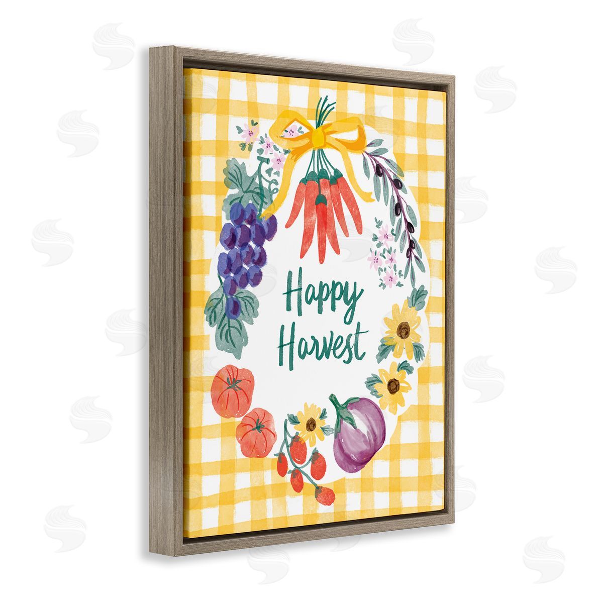 Happy Harvest Kitchen Brown Floating Frame Canvas Wall Art, Home Decor by Be Ni La
