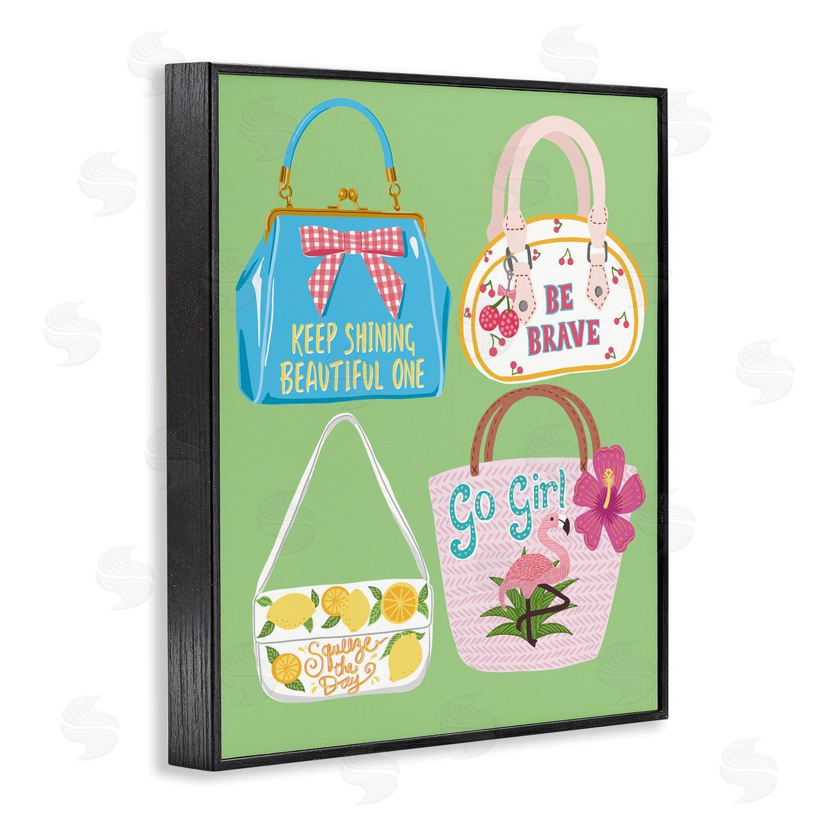 Girl Vibes Handbags Black Frame Print Wall Art, Home Decor by Jo Reid