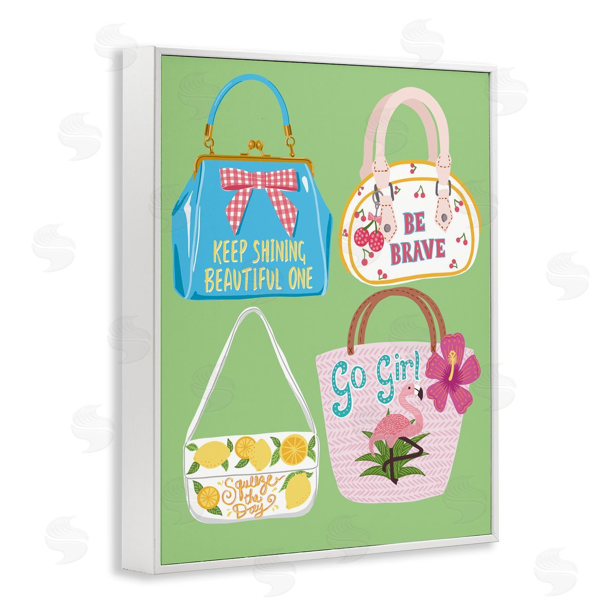 Girl Vibes Handbags White Frame Print Wall Art, Home Decor by Jo Reid