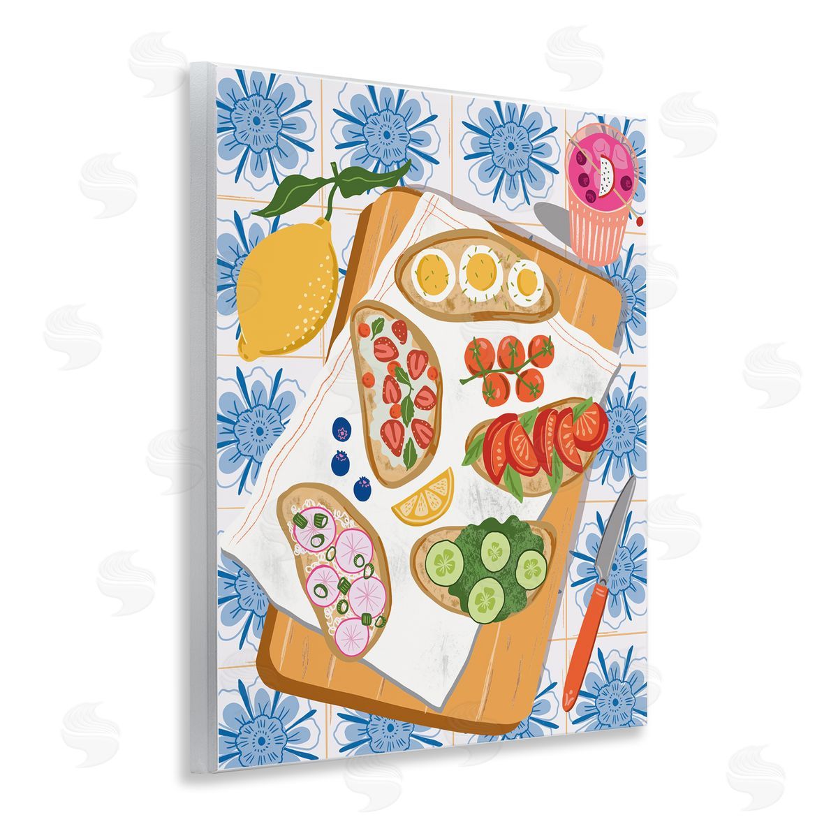 Delicious Toasts on Florals Wood Plaque Wall Art, Home Decor by Jo Reid