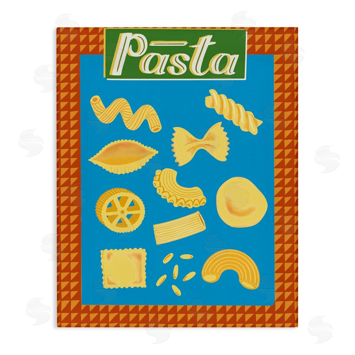Vintage Pasta Types Canvas Wall Art, Home Decor by Jo Reid