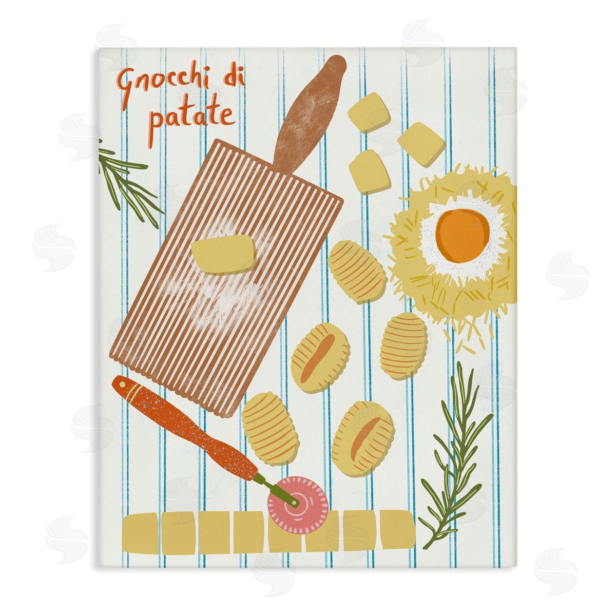 Gnocchi & Patate Meal Canvas Wall Art, Home Decor by Jo Reid