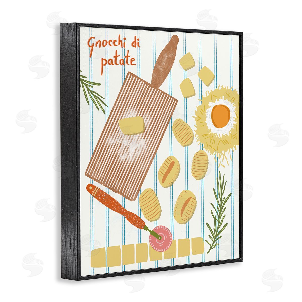 Gnocchi & Patate Meal Black Frame Print Wall Art, Home Decor by Jo Reid