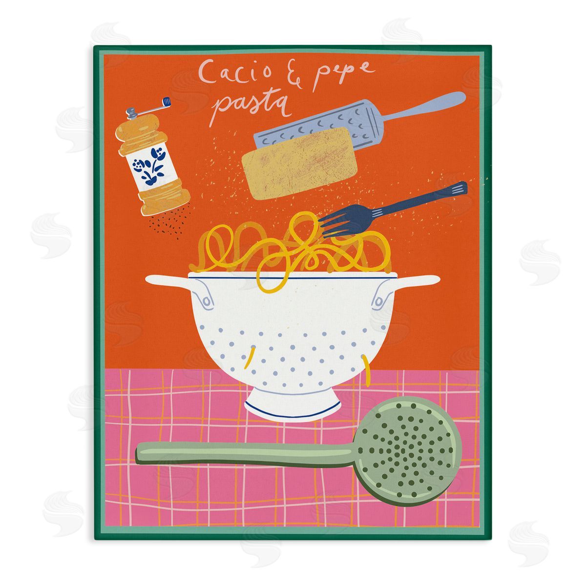 Retro Italian Pasta Meal Canvas Wall Art, Home Decor by Jo Reid