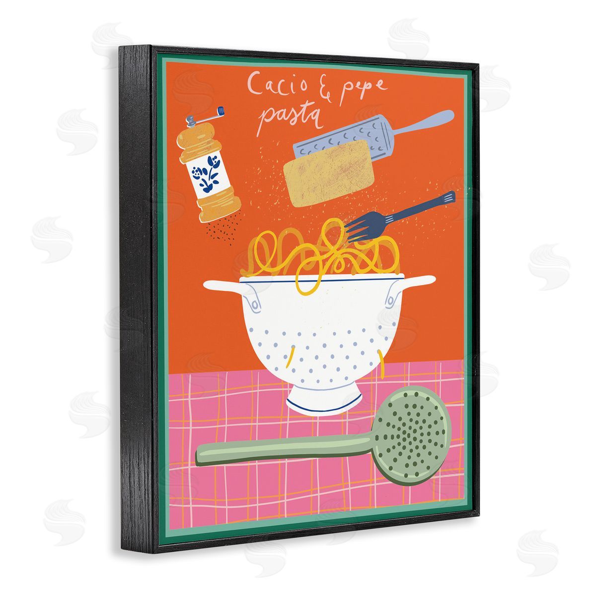 Retro Italian Pasta Meal Black Frame Print Wall Art, Home Decor by Jo Reid