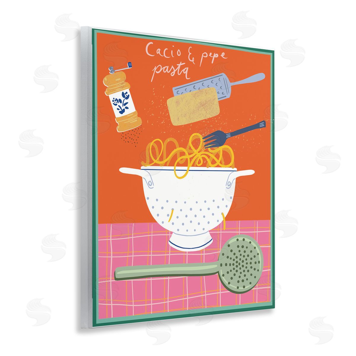 Retro Italian Pasta Meal Wood Plaque Wall Art, Home Decor by Jo Reid