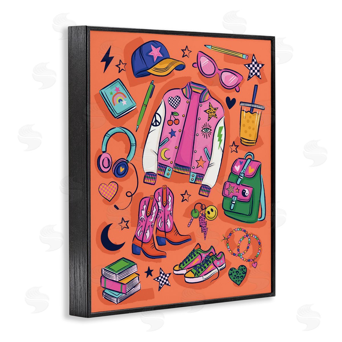 Bright Fashion School Essentials Black Frame Print Wall Art, Home Decor by Lisa Perry Whitebutton